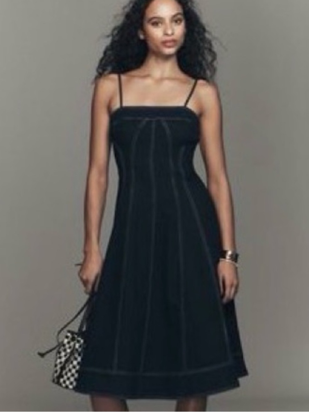 NWT Anthropologie Pilcro  Marin Square-Neck Denim Midi Dress in Lily Wash, M